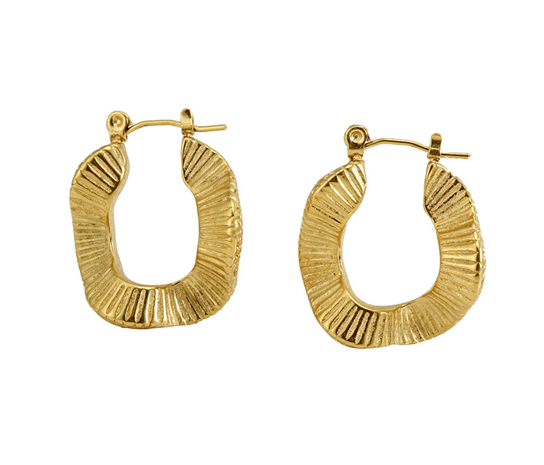 1 Pair Fashion Solid Color Irregular Stainless Steel 18k Gold Plated Earrings display picture 1