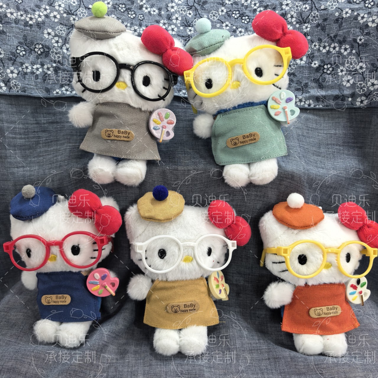 Hellokitty Cat Pendant Little Painter Glasses Kt Cat Bag Pendant Kitty Cat Doll Plush Doll