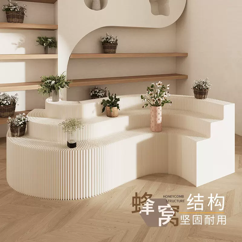 展台展示台中岛台展会展架流水台产品陈列架折叠纸质展示架展示柜