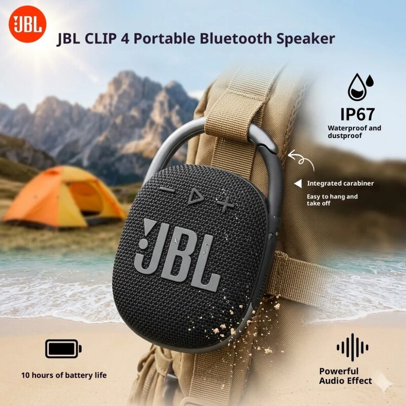 Jb.L Clip4 Mini Bluetooth Speaker with Carabiner Portable