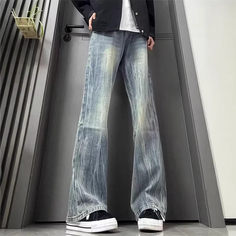 Explosive Lightning Pattern Jeans for Men, Trendy Brand 2026 New American-Style Washed Straight-Leg Pants, Casual Flared Pants Men's Clothing Explosive Lightning Pattern Jeans for Men, Trendy Brand 2026 New American-Style Washed Straight-Leg Pants, Casual Flared Pants Men's Clothing