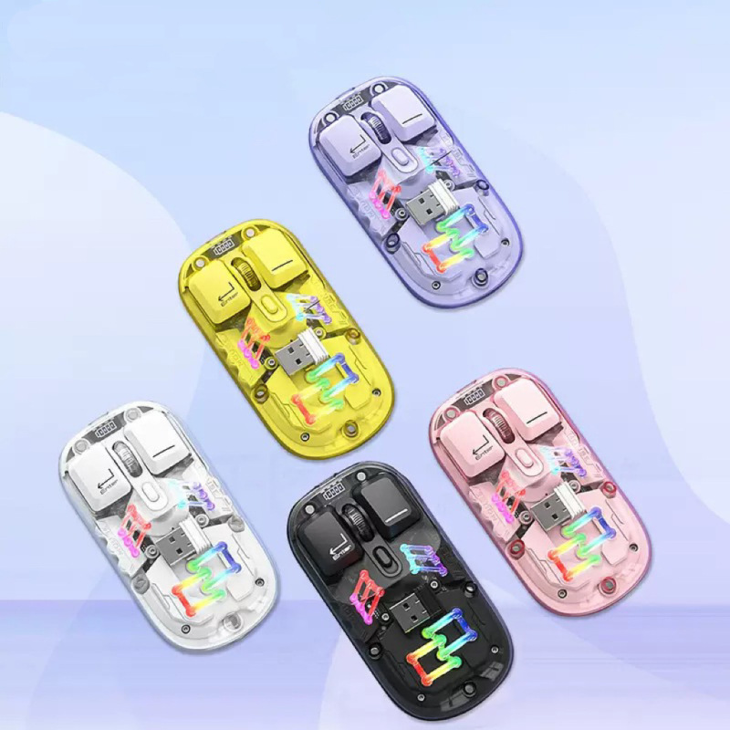 T7 透明ワイヤレスデュアルモード RGB Bluetooth マウス人間工学に基づいたノートブックタブレットユニバーサル高価値|undefined