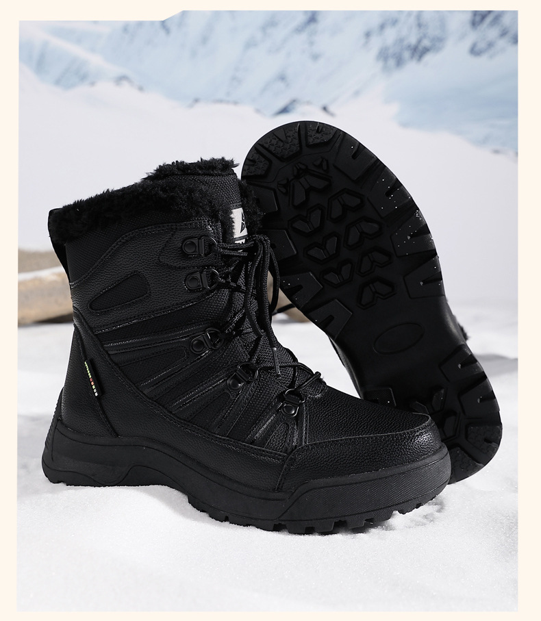 Winter Snow Boots, Plush Warm Cotton Shoes, Wear-resistant And Windproof Sports, Outdoor Hiking Shoes, High Top Women's Boots, Cross-border Plus Size_voghion.com