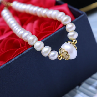 Freshwater Pearl Bracelet White 7-9Mmins Niche Design Fresh and Fashionable Hand-Modifying Jewelry
