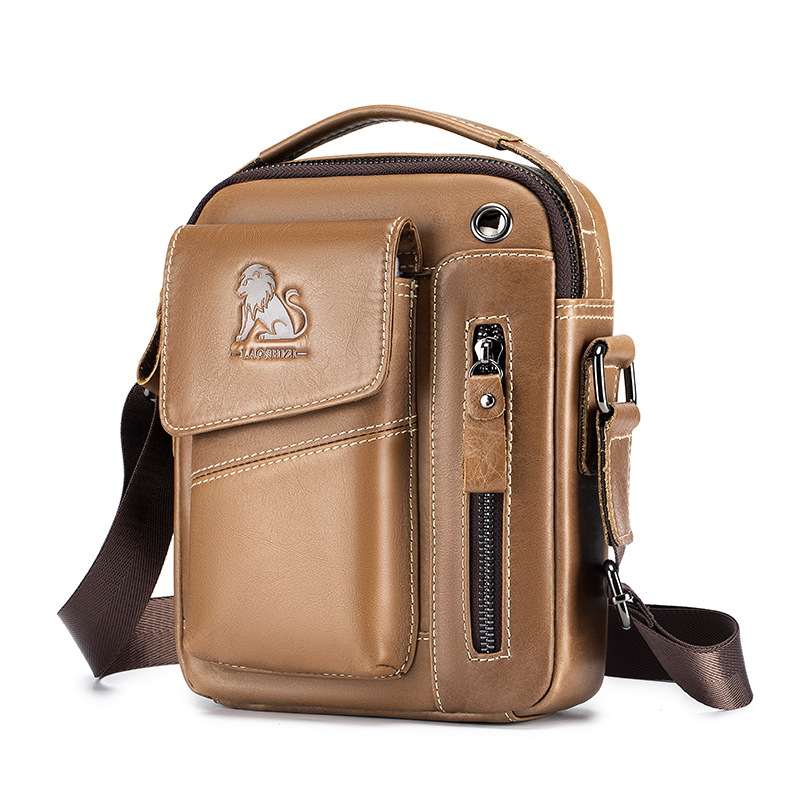 Bolso de hombro pequeño de los hombres de piel de vaca primera capa de piel de vaca hombro crossbody bolsa de deportes de moda MINI Bolso pequeño bolso duradero