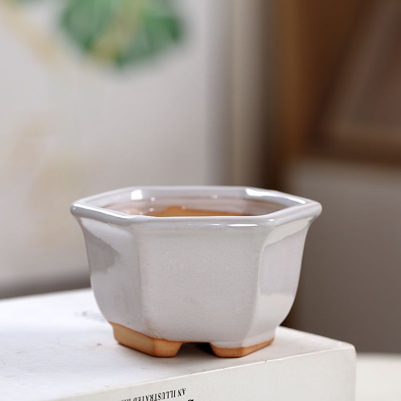Succulent Flower Pot Ceramic Hexagonal Small Pot with Kiln-Fired Rustic Pottery, Exquisite Glaze, Creative and Unique Design for Home Desktop Decoration Succulent Flower Pot Ceramic Hexagonal Small Pot with Kiln-Fired Rustic Pottery, Exquisite Glaze, Creative and Unique Design for Home Desktop Decoration