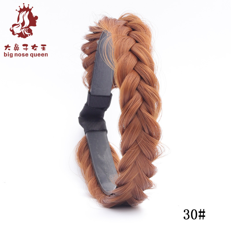 Internet celebridad moda Fishbone trenza desordenada peluca natural mujer trenzada Twist trenza diadema dentada antideslizante pelo presionando diadema