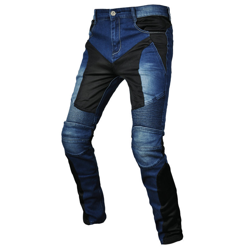 Pantalones vaqueros de la motocicleta de malla de verano para hombres y mujeres pantalones de motocicleta transpirables pantalones de montar a prueba de caídas al aire libre equipo de protección alargado CE