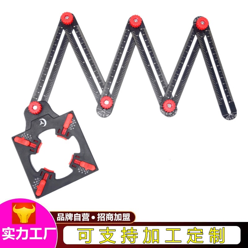 Алюминиевый сплав с шестью линейками Многофункциональная складная линейка плитка с универсальным открытым отверстием