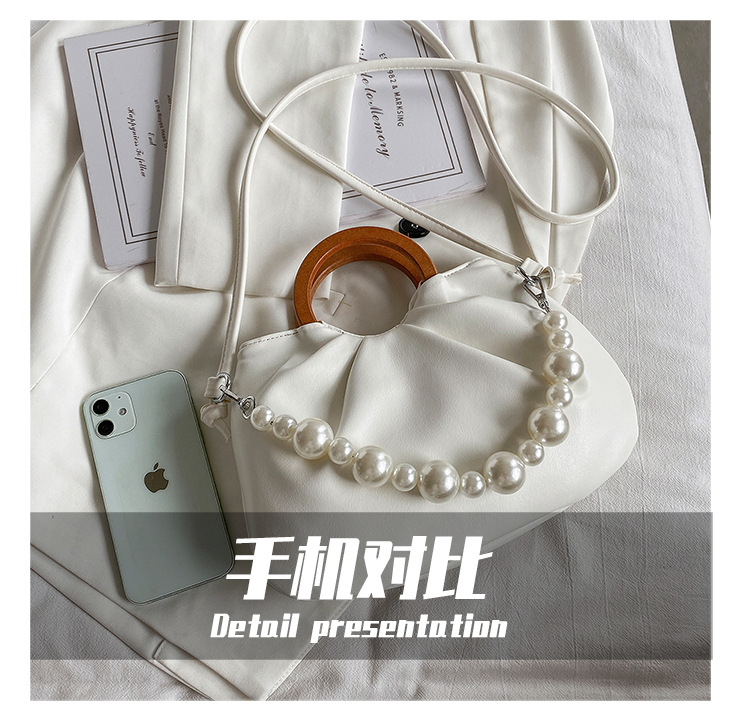Korean fashion fold pearl handle crossbody shoulder armpit bagpicture24
