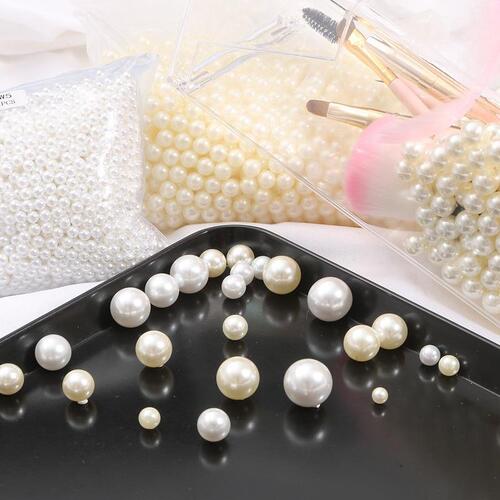 Non-porous round white beige imitation pearl small loose beads diy handmade glue filling accessories materials decorative accessories