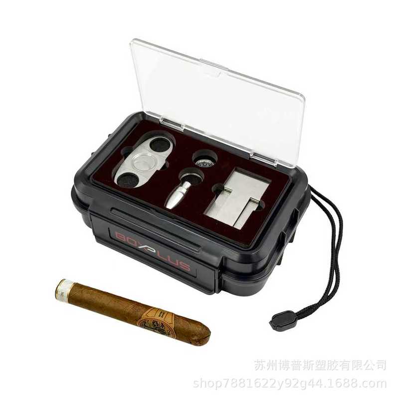 源头厂家新款便携雪茄盒5支6支装旅行雪茄盒带湿度计雪茄保湿盒|undefined