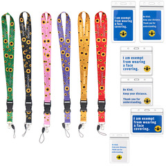 向日葵手機掛繩 插扣長款掛繩工作證件透明卡套英文卡片可配套