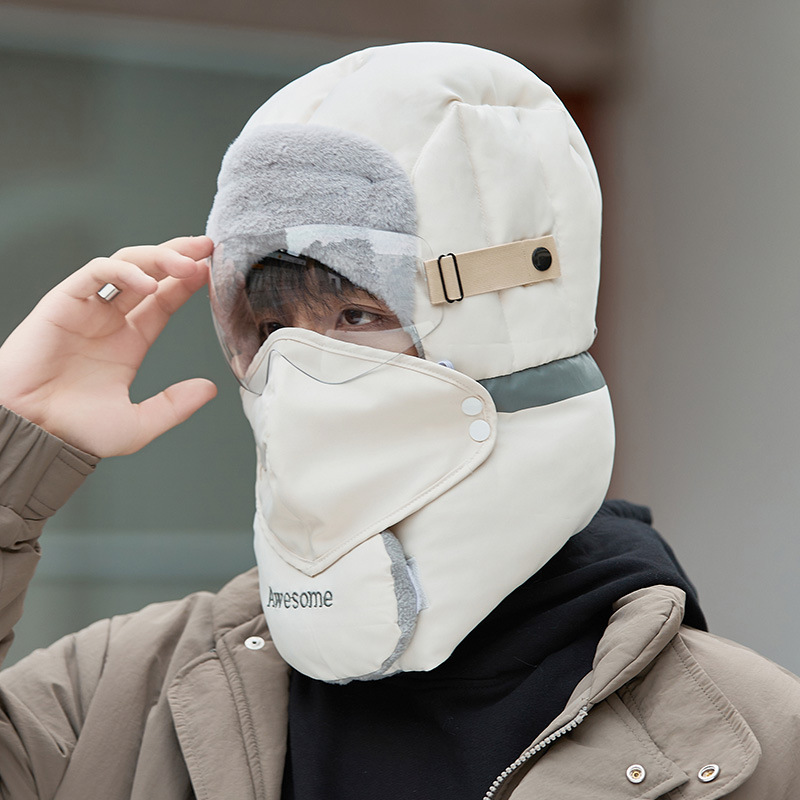 Trapper Hats Hat male winter cotton riding electric bike with wool thickened windproof ear protection hat warm Lei Feng hat female_voghion.com