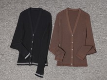 纯原早秋新款Th女V领排扣羊毛开衫外套大牌欧美高端女装剪标正品