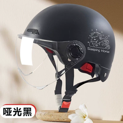 Four Seasons universal safety helmet, Motosiklet kaskı (dəbilqə) - 3c-mirrorless-model-l019-1-pony-black-rainproof-windproof-and-sunshade-glasses