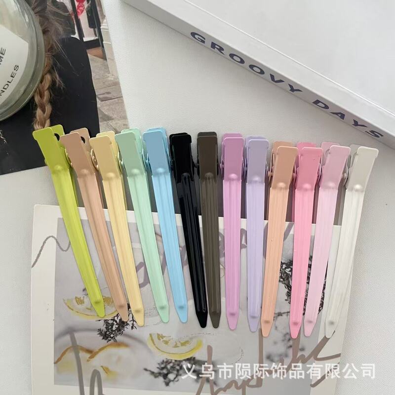 Large Macaron Color Metal Duckbill Clip for Women Positioning Forehead Side Bangs Clip Pointed Mouth Makeup Face Wash Traceless Clip Large Macaron Color Metal Duckbill Clip for Women Positioning Forehead Side Bangs Clip Pointed Mouth Makeup Face Wash Traceless Clip