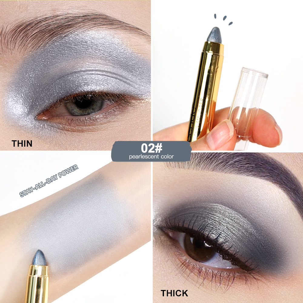 ibcccndc pearlescent eyeshadow stick with brush head, high-gloss earth Eyeshadow pen, double-headed eyeshadow stick undefined