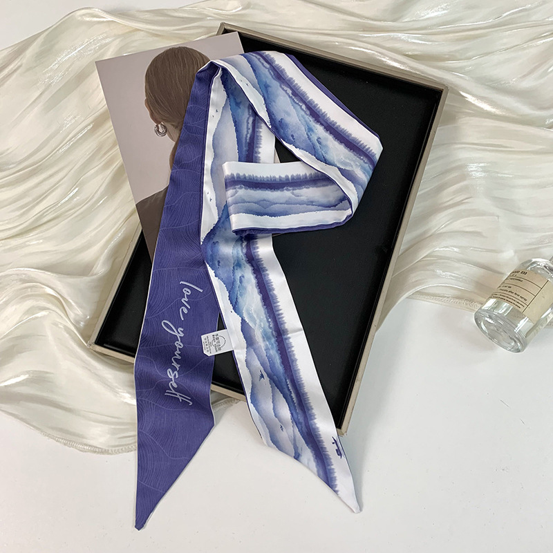 Pañuelo de seda largo y pequeño, cinturón para el cabello de estilo nacional con camisa, bolso atado, pañuelo en la cabeza de todo fósforo, cinturón de bufanda de decoración pastoral femenina de verano