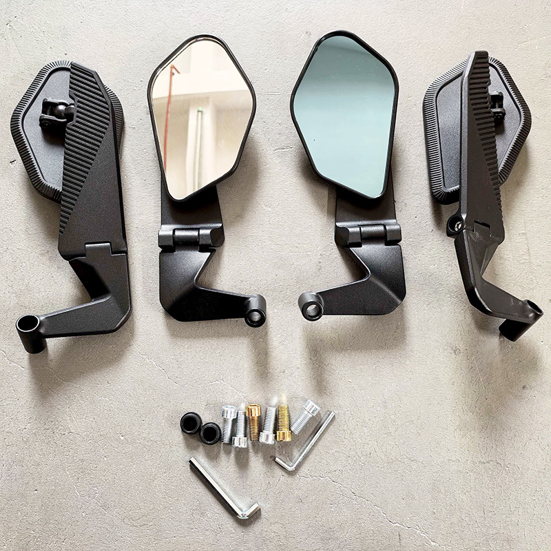 New Folding Motorcycle Rearview Mirror Modified Universal Flip-Up Wide-View Electric Vehicle Reflector Anti-Glare Mirror
