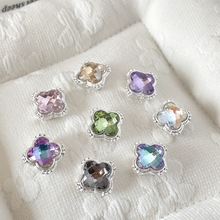 合金百搭镶钻四叶草多孔通孔隔珠 diy手链项链水晶串珠编绳配件