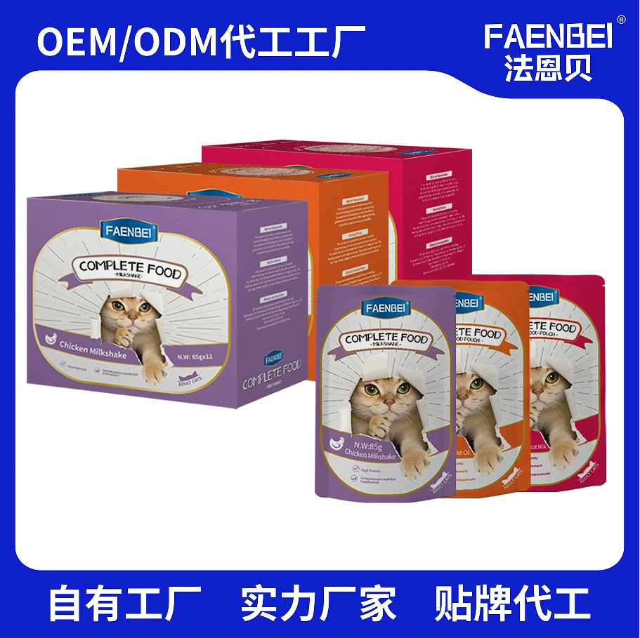Производитель оптом упаковок корма для кошек FAENBEI, английские кросс-бордерные лакомства для животных, основной корм для кошек, влажный корм для кошек, 85 г