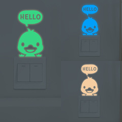 新款 YG42個性隨心貼夜光HELLO小雞三色開關貼家居牆面裝飾牆貼紙