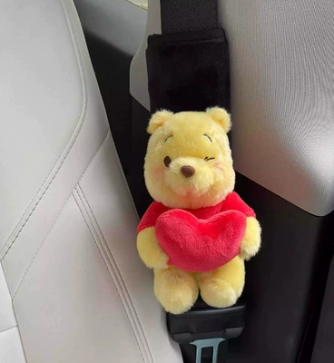 Cute Winnie the Pooh and Seat belt shoulder pad - hug-love-winnie-the-pooh-black-1-shoulder-pad
