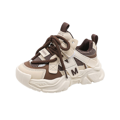 Spring and autumn boys and baby shoes children's sneakers Dad mesh running shoes 1-3 years old 7 girls and children's soft-soled mesh shoes
