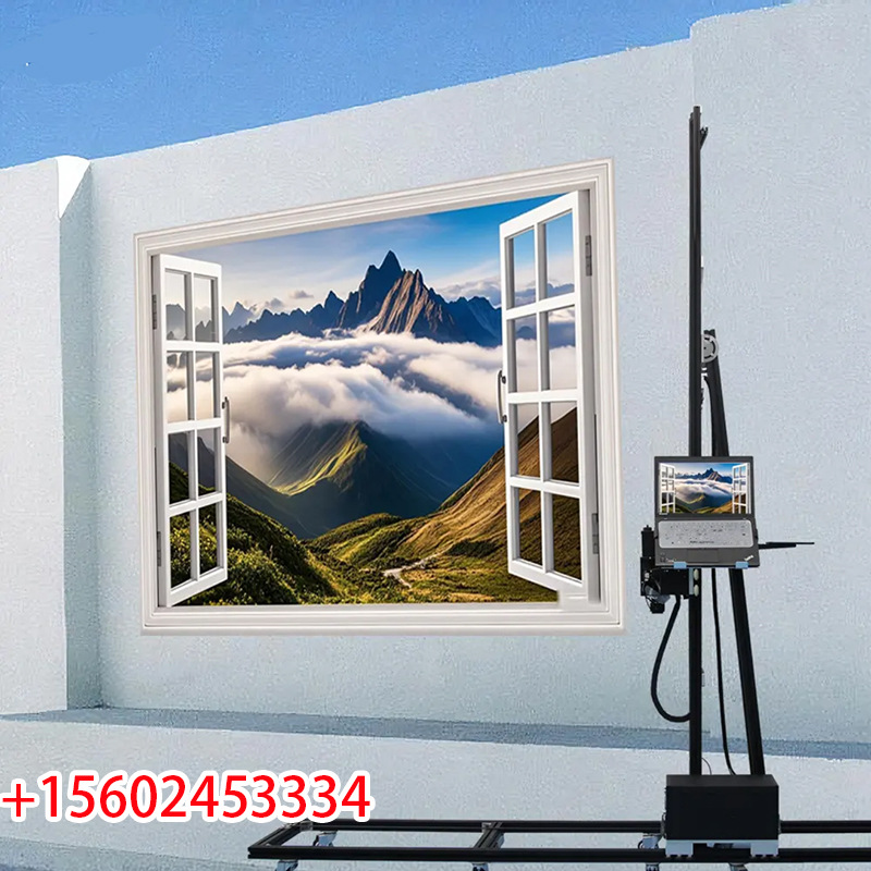 大型3d墙体彩绘打印机党建文化墙校园墙室内室外自动喷绘5D喷绘机