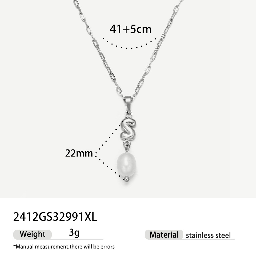 TENA collar de acero inoxidable de perlas verdaderas simplista de alto nivel nicho de diseño de acero de titanio collar de collar para mujeres image 15