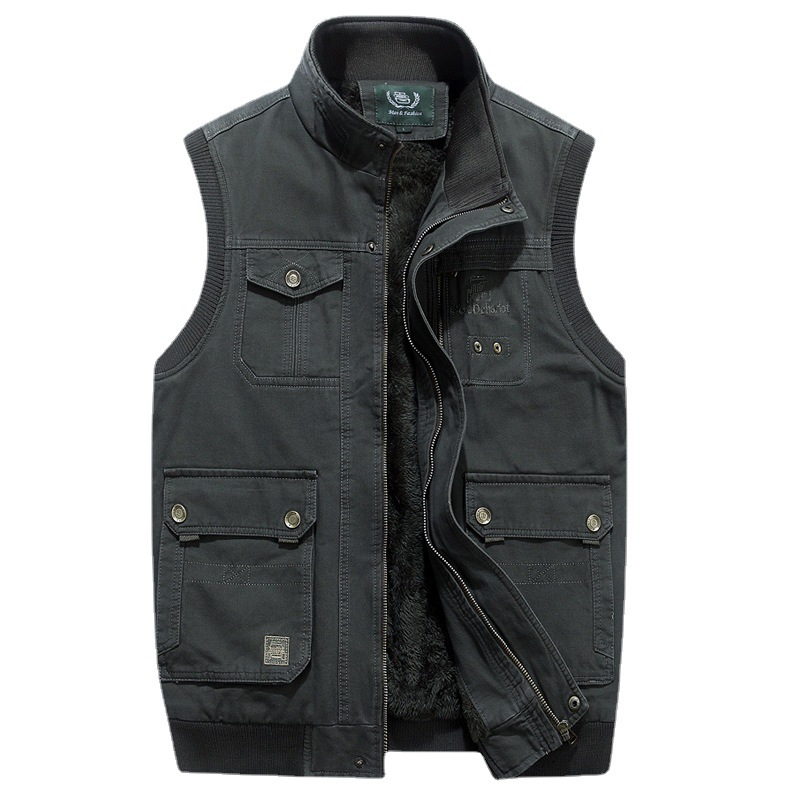 Chaleco casual de otoño e invierno para hombres de mediana edad y ancianos Chaleco de algodón con forro polar para hombres de mediana edad abrigo de papá