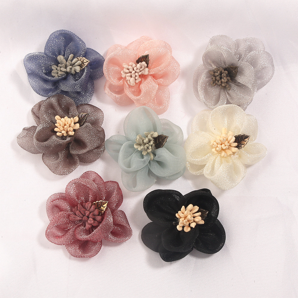 Korean DIY hand-sewn fabric flower embellishments, floral beach shoe decorations, hairpin accessories, fabric corsage accessories, hair accessories