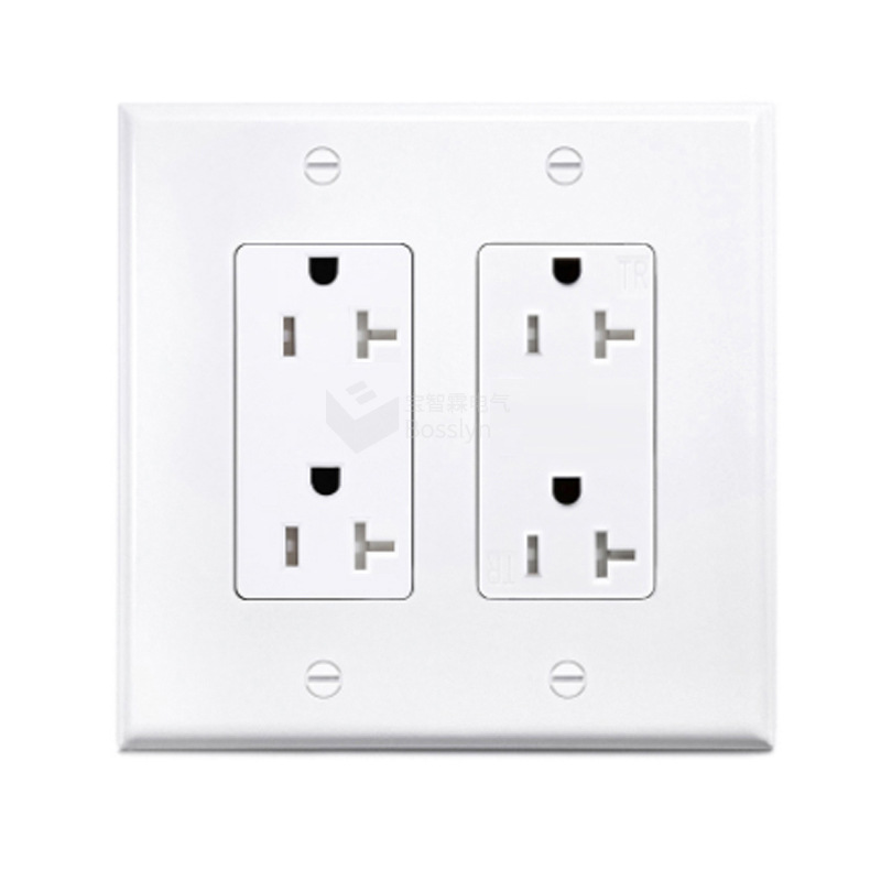 NEMA 5-20R美规墙上插座面板 美式双联电源插座 PC塑料面板