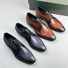 2024新款高档商务正装休闲皮鞋男款年轻人秋冬季真皮软底轻便男鞋