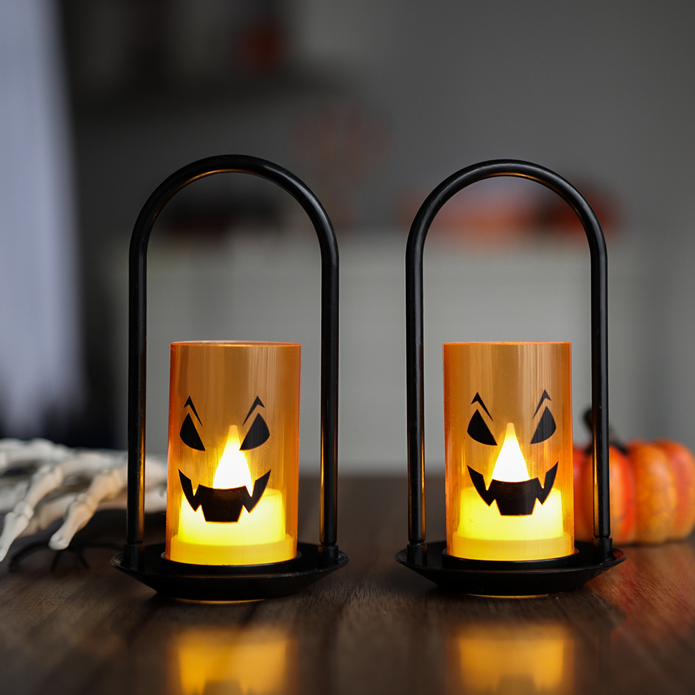 Luz de vela de Halloween transfronteriza, expresión de calabaza, luz de noche, accesorios de decoración de escritorio, luz de aceite pequeña, luz de noche