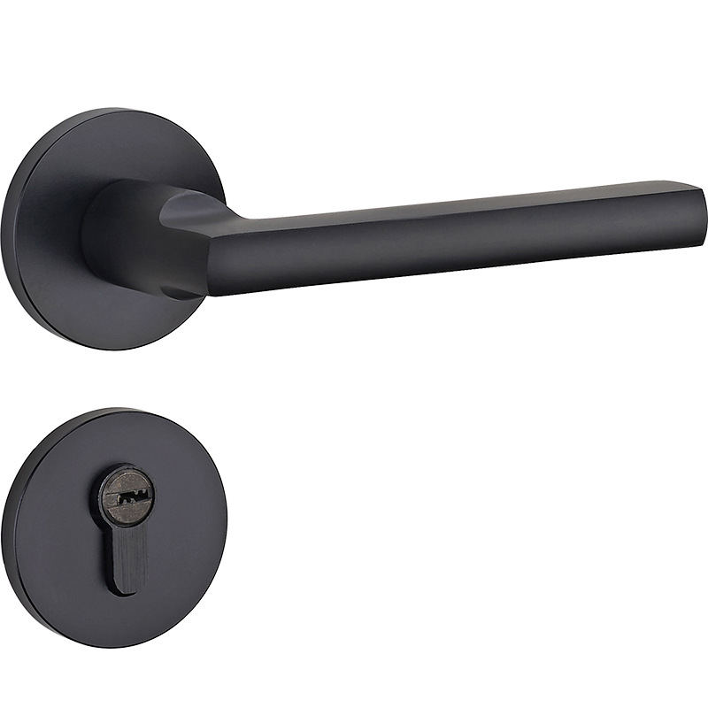 Cerradura de la puerta del hogar Universal split Lock interior dormitorio anticuado cerradura de la puerta manija de la puerta Negro