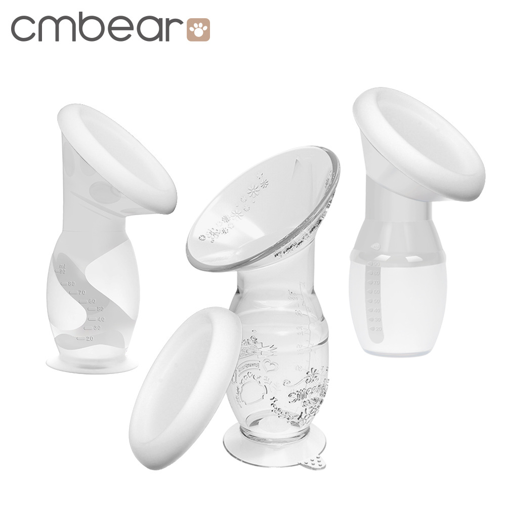 跨境 cmbear 母乳收集器硅胶简易吸奶器接漏奶集奶器集乳器英文版