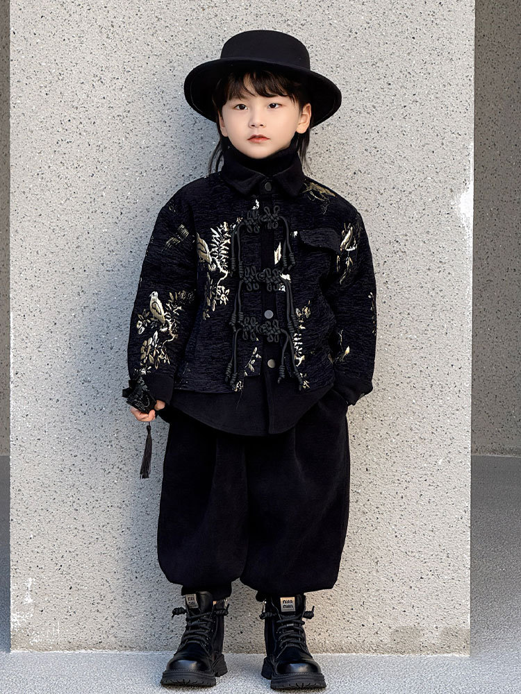 Детская куртка, утепленный комплект для мальчиков, китайский стиль