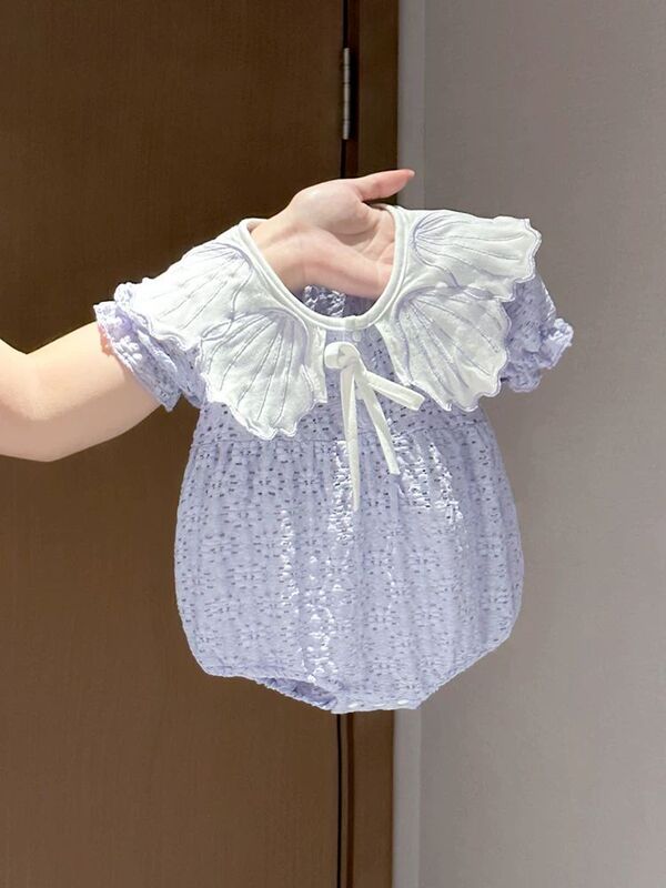 【Premium Quality】Summer Baby Girl Princess Winged Romper Lace Infant Short Sleeve Triangle Outing Crawling Suit