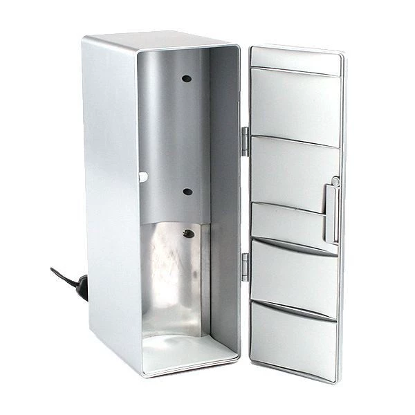 USB Mini Refrigerator, Dual‑Use Cooling & Heating, 5V USB, Fits Two Cans, LED Light