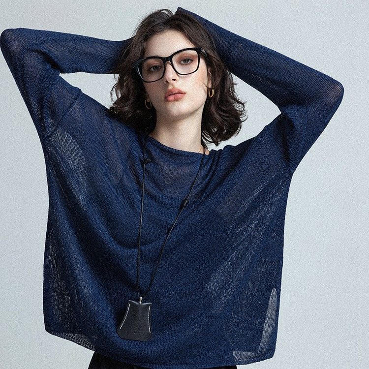 Japanese Imported Washi Yarn~High-Quality Soft Mist Dyed New Color Modern Romantic Double-Sided Rolled Edge Long Knit Sweater for Spring