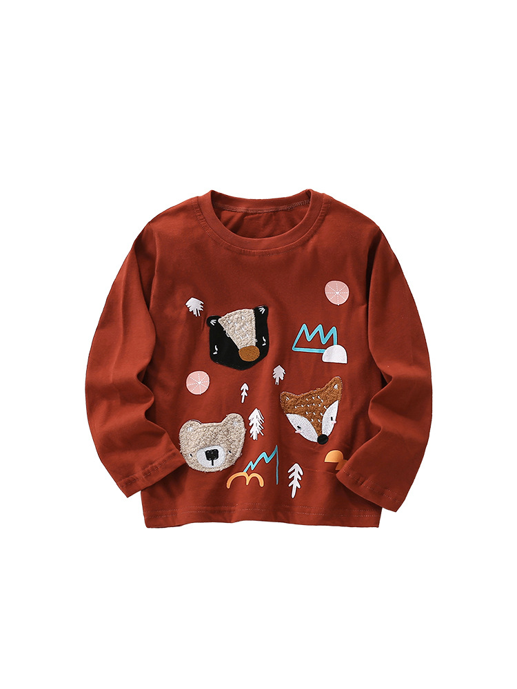 Malwee transfronterizo camiseta infantil otoño y invierno nuevo estilo europeo y americano para niños de cuello redondo camiseta de manga larga camiseta de base chaqueta casual