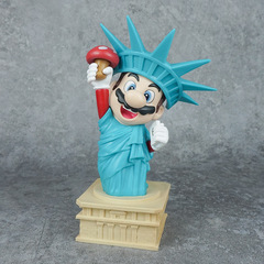 Anime figure Super Mario cosplay Statue of Lady Liberty prize model shelf ornament computer case decoration doll machine