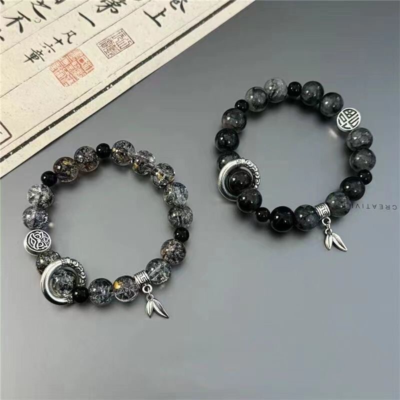 New Chinese Style Ice Crack Beaded Bracelet Men's Trendy Men's High-face Value 2024 New Niche High-end Sense Running Ring Bracelet for Women