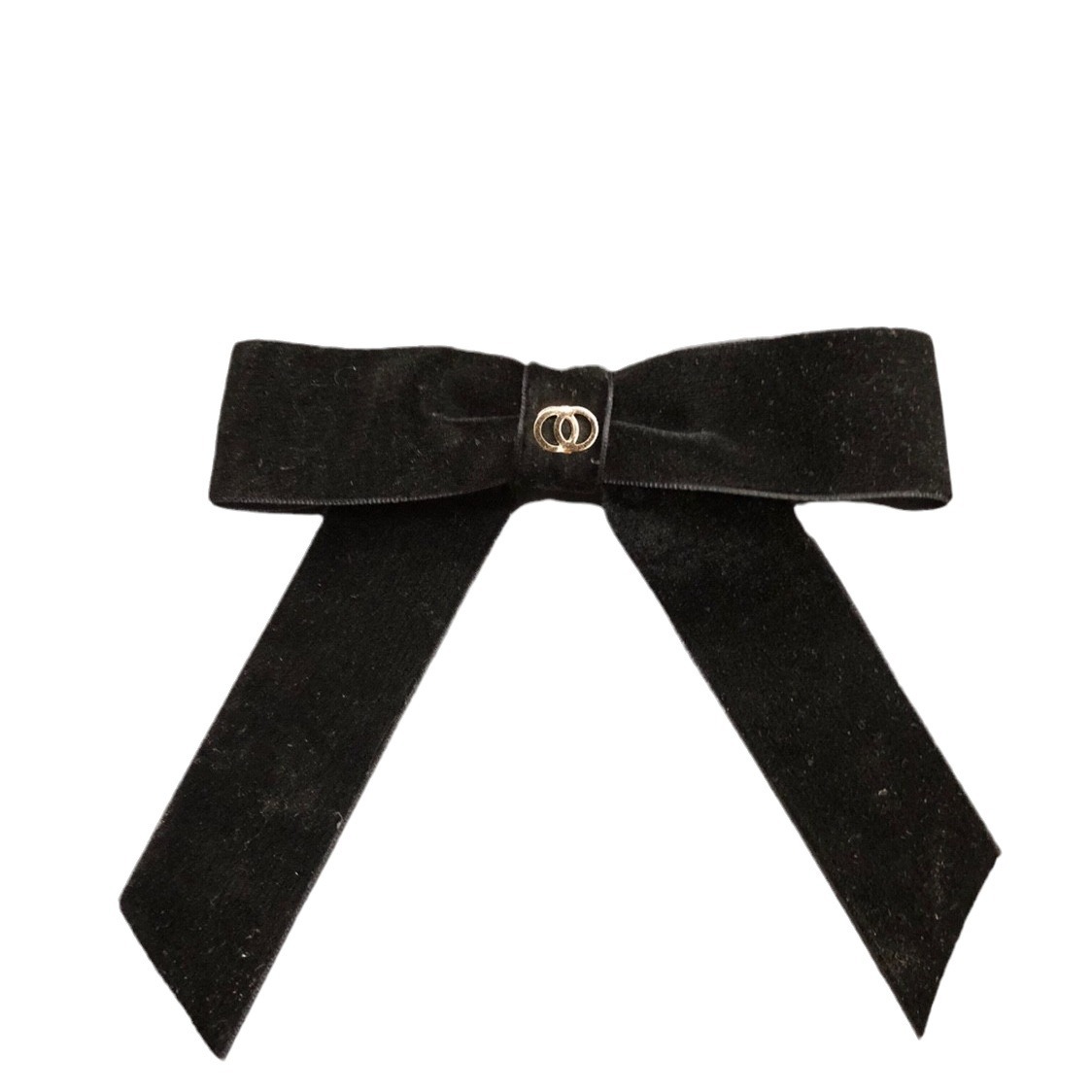 14cmx14 Chanel estilo cinta nuevo negro Cisne terciopelo arco oro estándar gran horquilla image 5