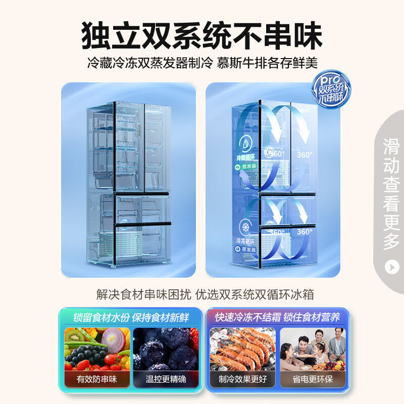容声冰箱509升双系统双循环法式多门四门风冷冰箱家用能效