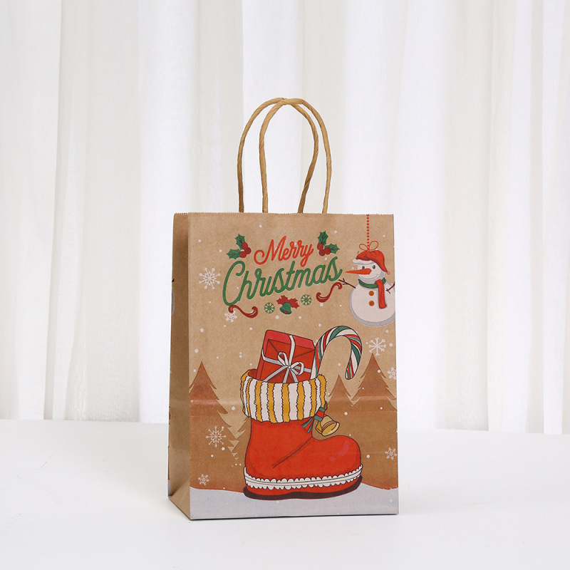 クロスボーダー人気クリスマスシリーズ原色クラフト紙手提げギフトバッグ現物卸売パーティー通用手提げ袋|undefined