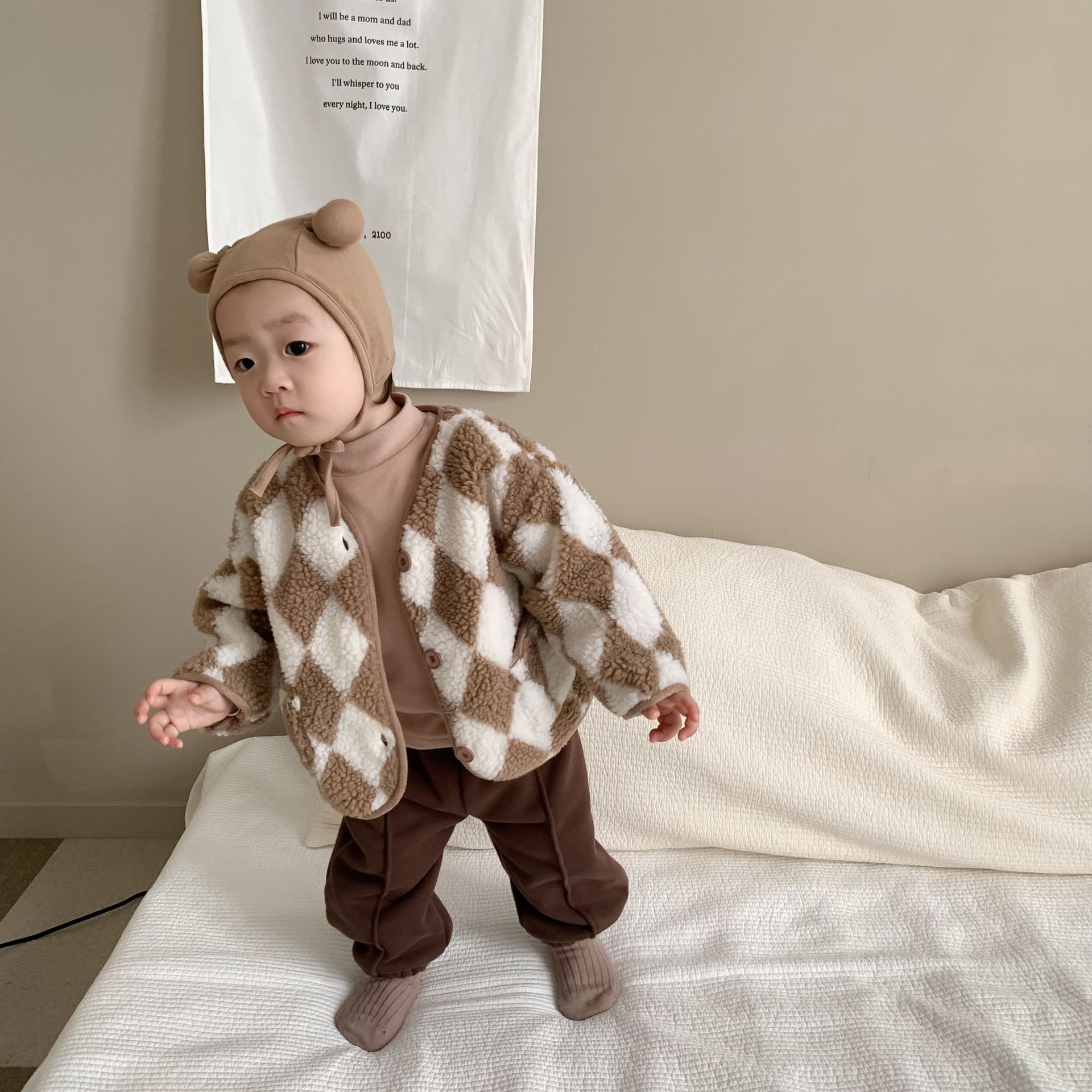 Chaqueta de felpa para bebé, estilo coreano, ropa infantil, camisa de capa base para otoño e invierno, chaqueta de algodón para bebé, ropa para salir de paseo image 5