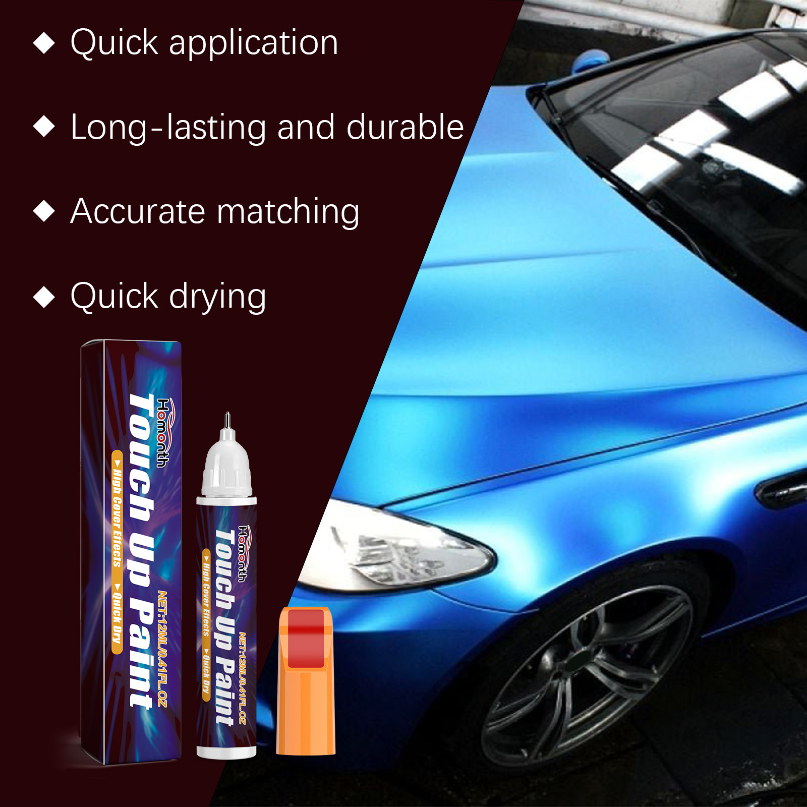 Homonth Red Car Scratch Care Paint Pen Paint Scratch Scratch Care Touch-Up Paint Maintenance Paint Pen